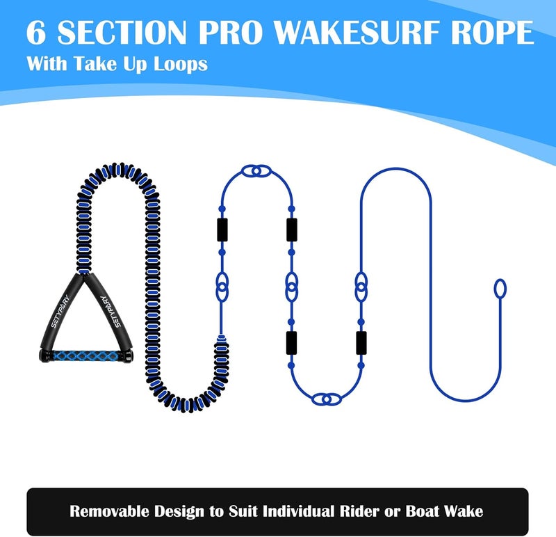 SETYPARY 25ft Wakesurf Rope and Handle, Floating Wake Surf, 6 Section Removeable Surf Tow - Image 4